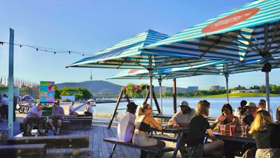 visitors at tables at The Jetty Canberra