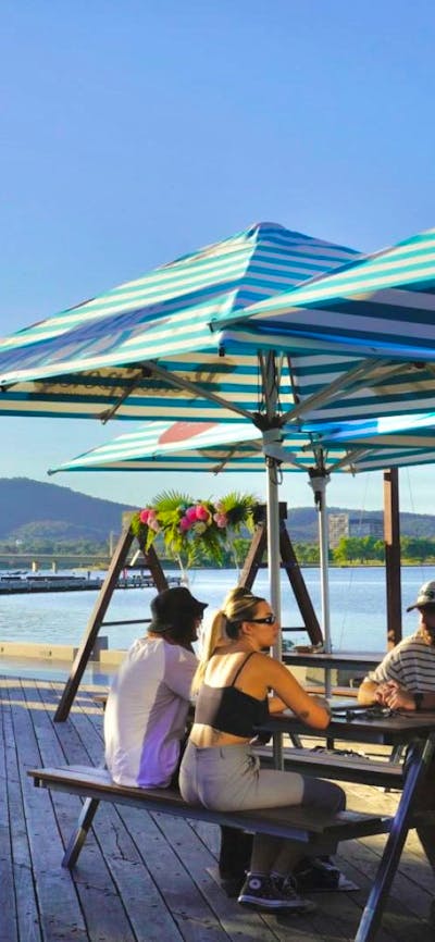 visitors at tables at The Jetty Canberra