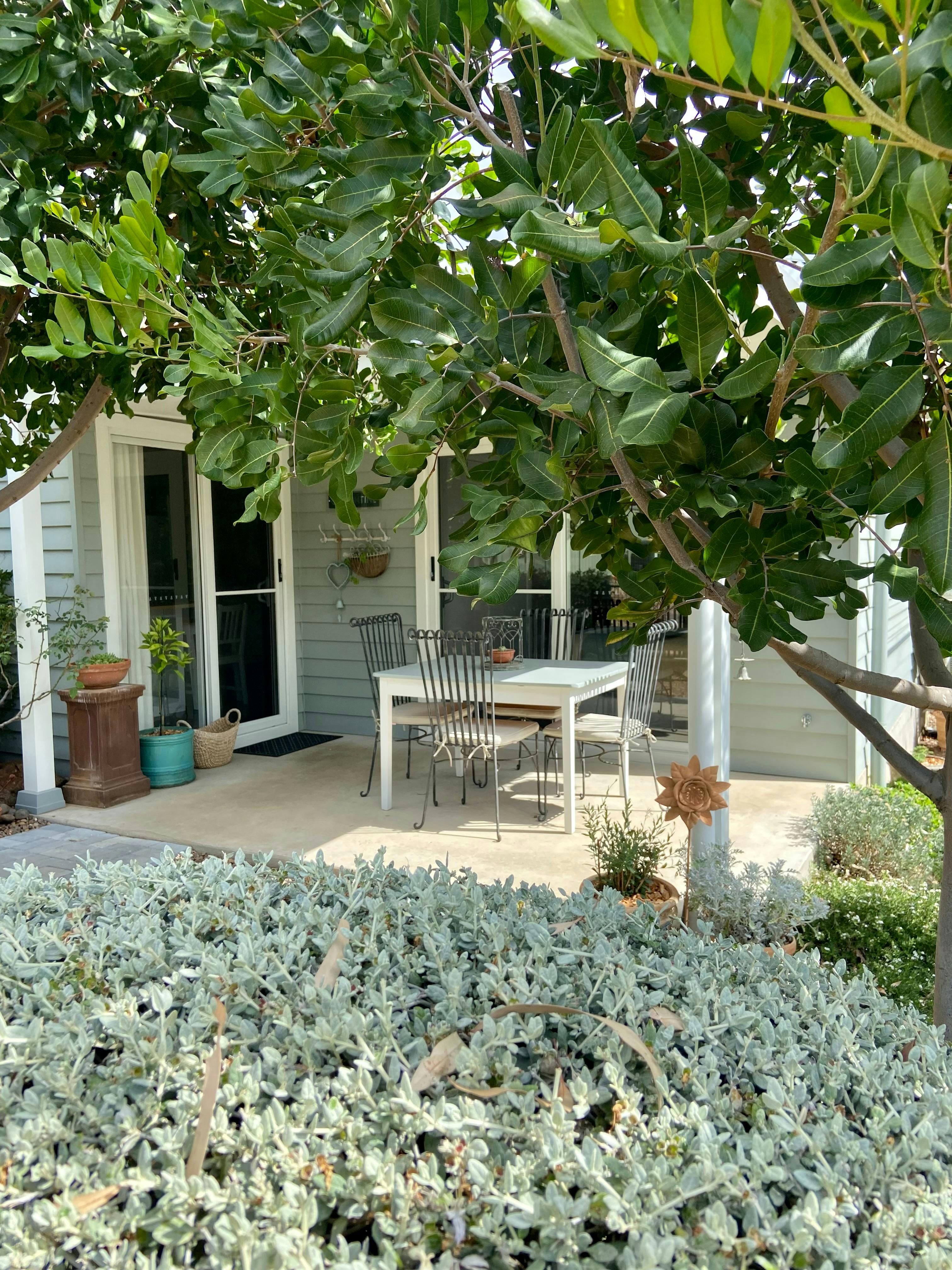 The established trees & topiary hedges provide shade & privacy from the main residence.