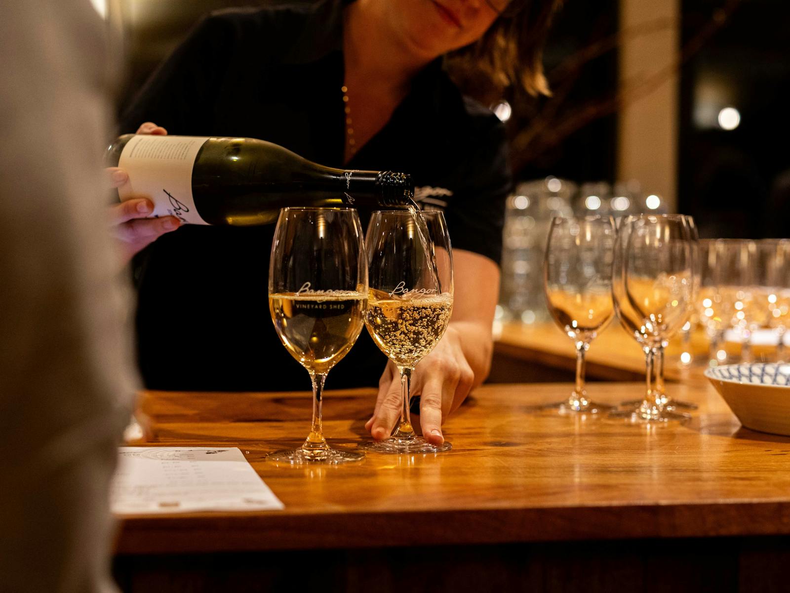 Pouring Bangor Wines into a glass