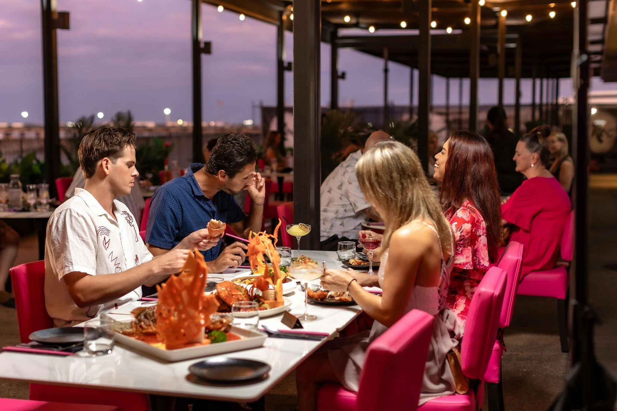 Nothing beats good friends, great seafood, and waterfront sunsets