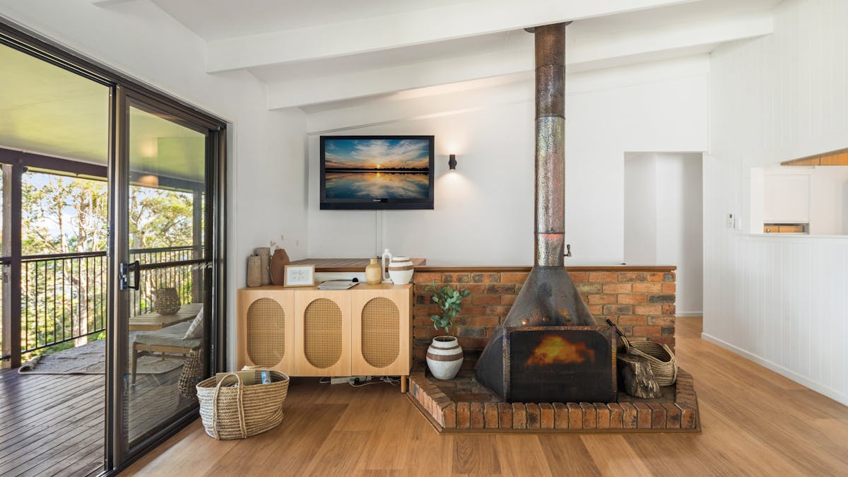 Living room with fireplace