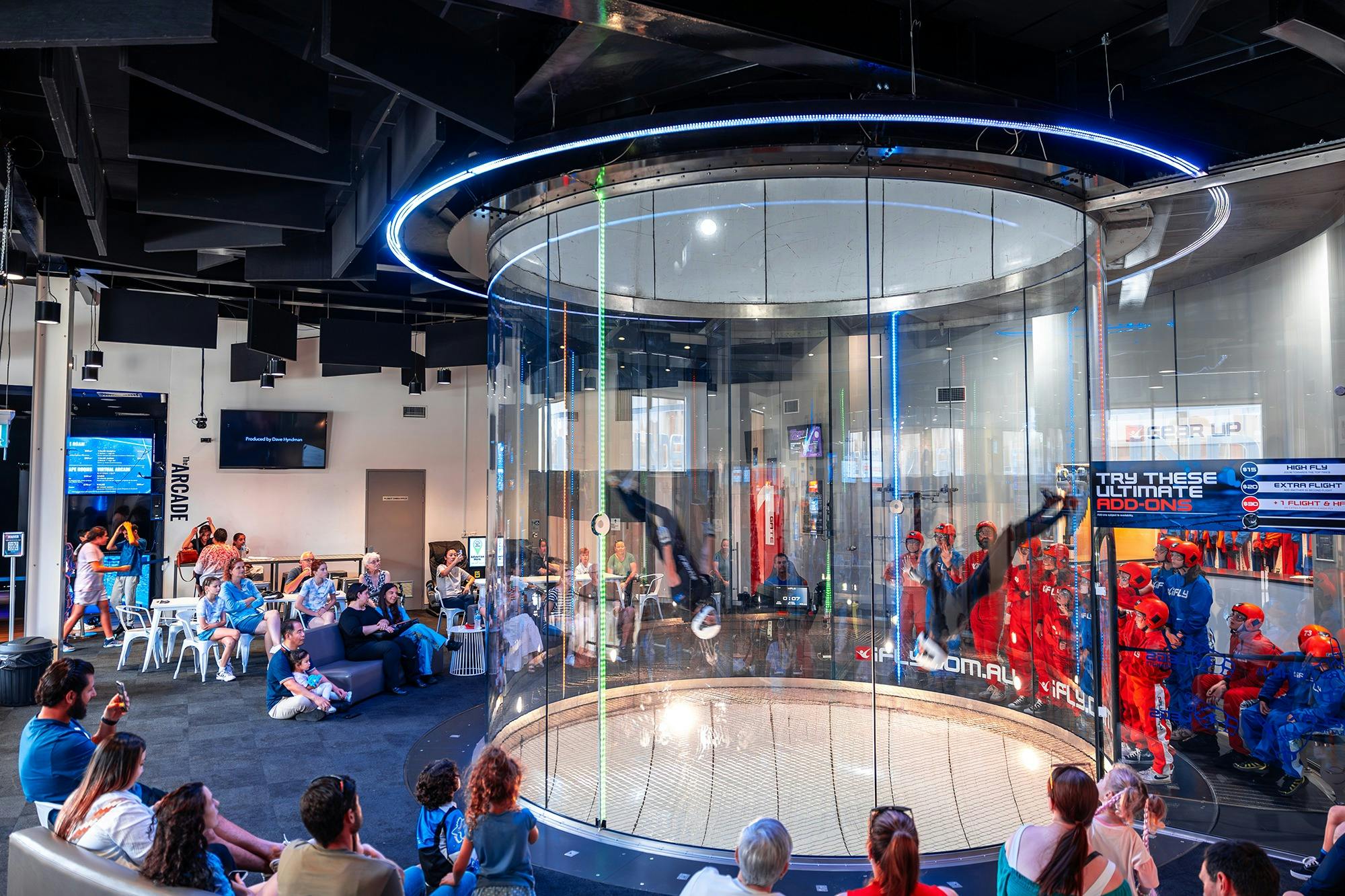 Free viewing gallery - the tunnel is a big glass tube for all to watch.