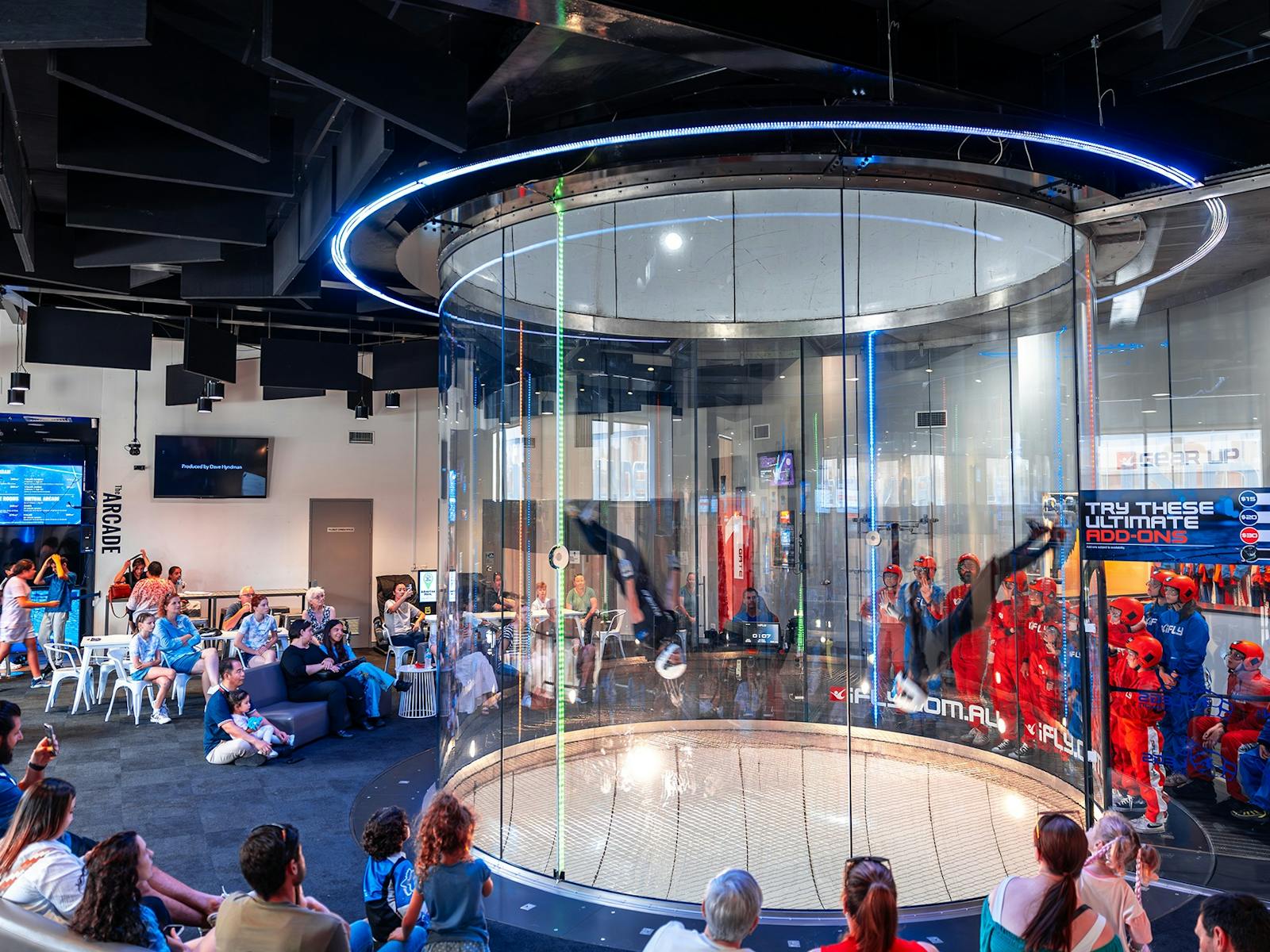 Free viewing gallery - the tunnel is a big glass tube for all to watch.