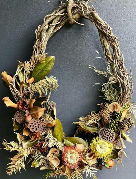 Botanical Christmas Wreath, Weaving, Workshop, Art Class, Christmas Craft