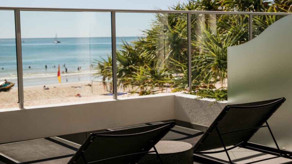 Private balcony with stunning Noosa main beach and ocean views