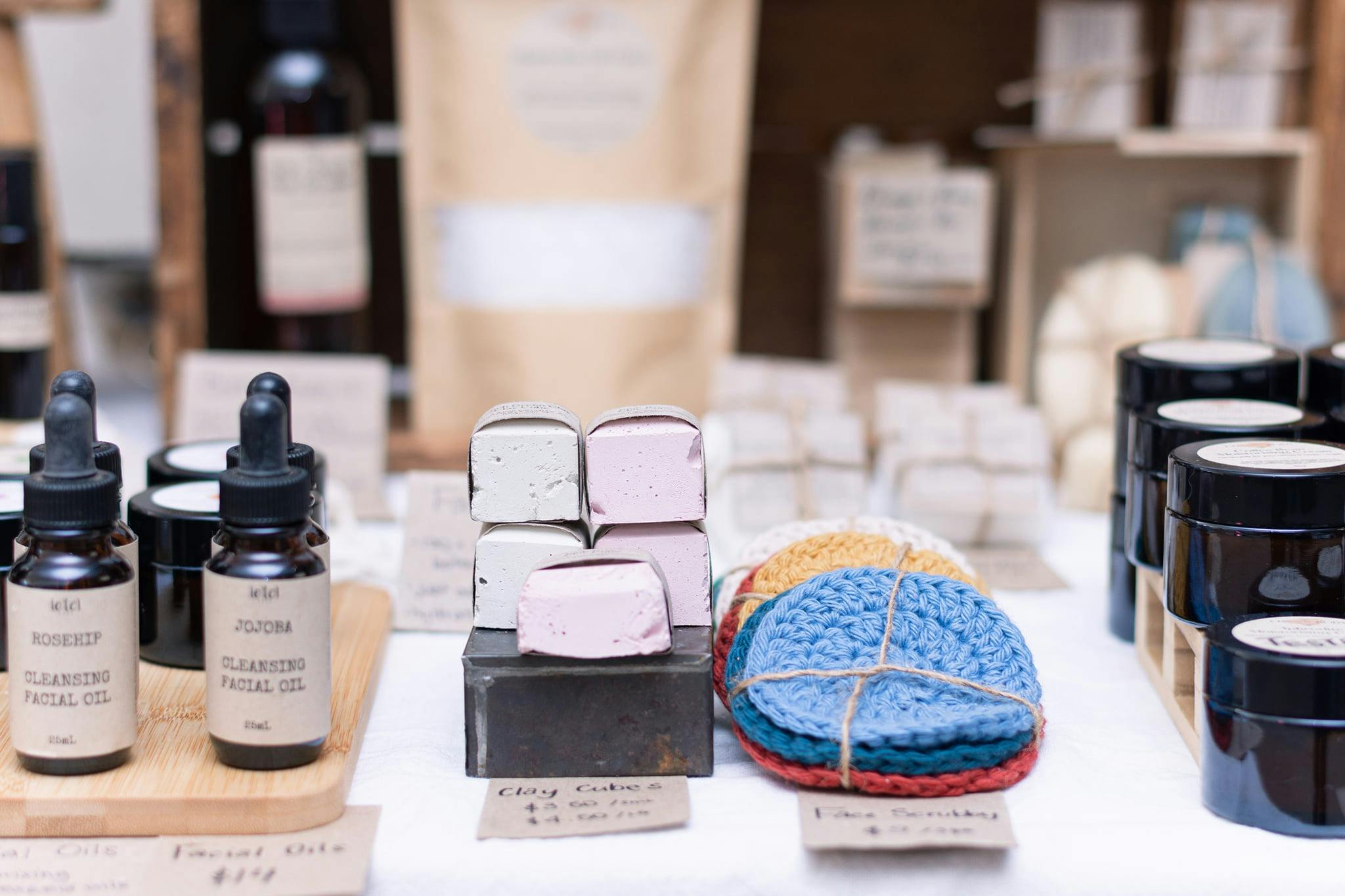 A close up shot of handmade skin care products