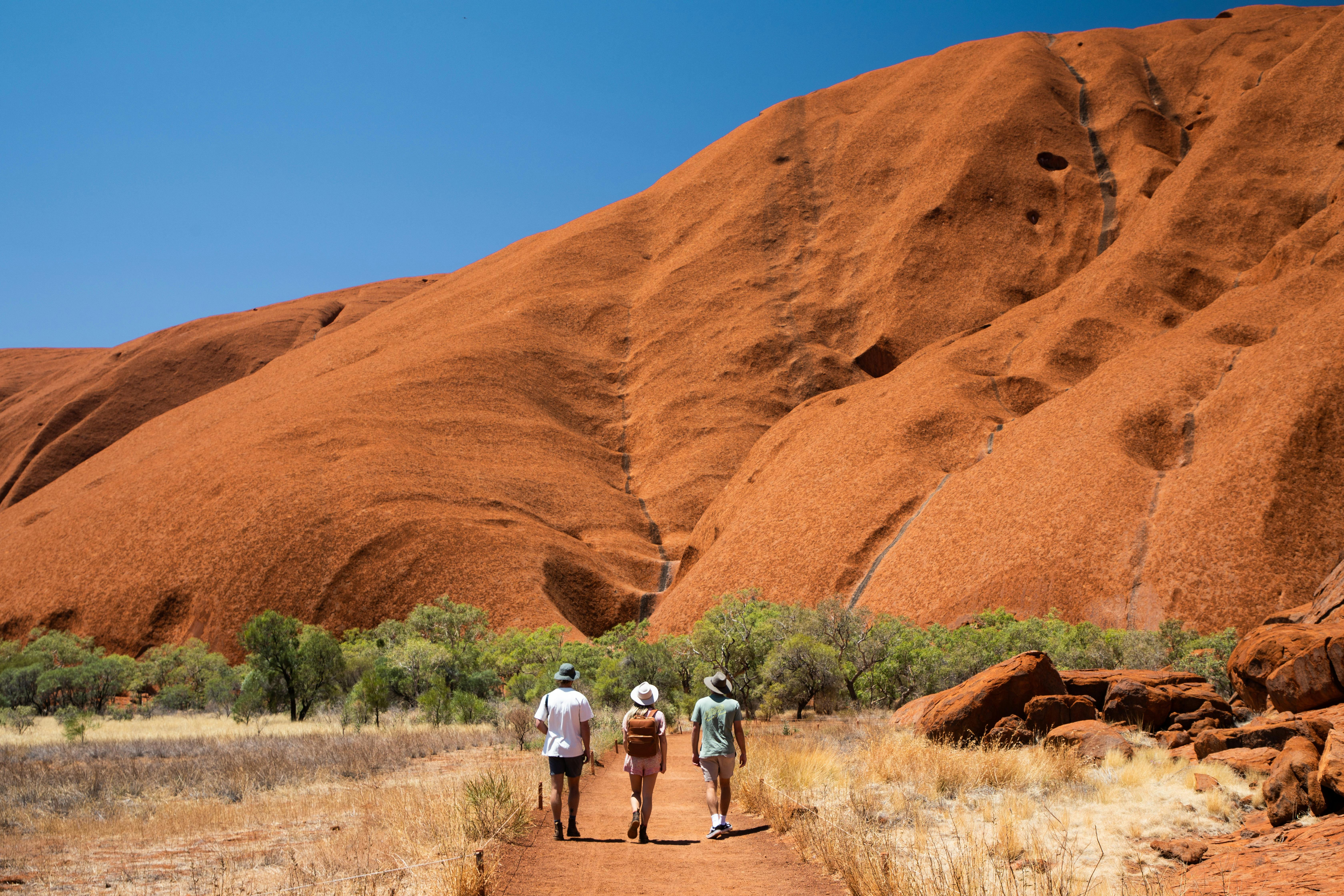 Walking at the base of Uluru