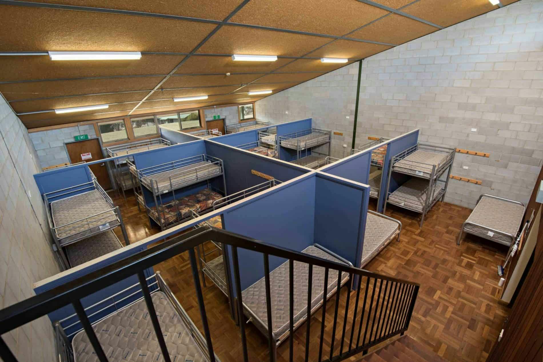 dormitory room of bunk beds