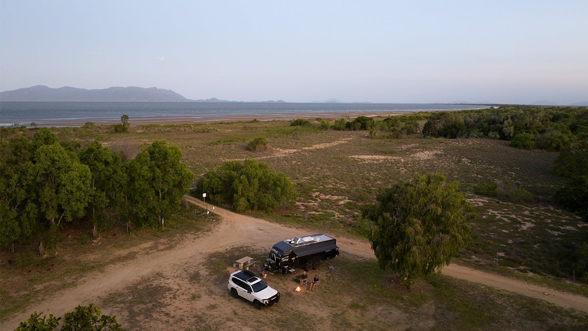 Caravan parked at Funny Dunny Park, Wunjunga