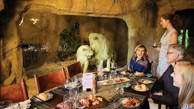 Dinner in the Jamala 'Cave' Restaurant with White Lions, Jake and Mischka