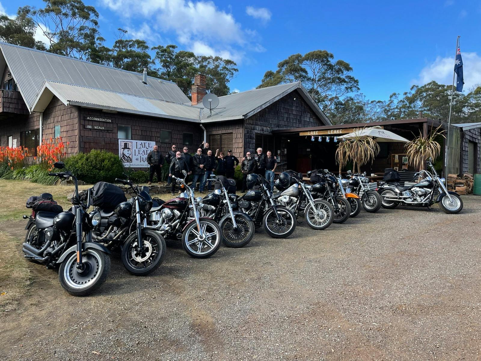motor bike riders at the font of the pub