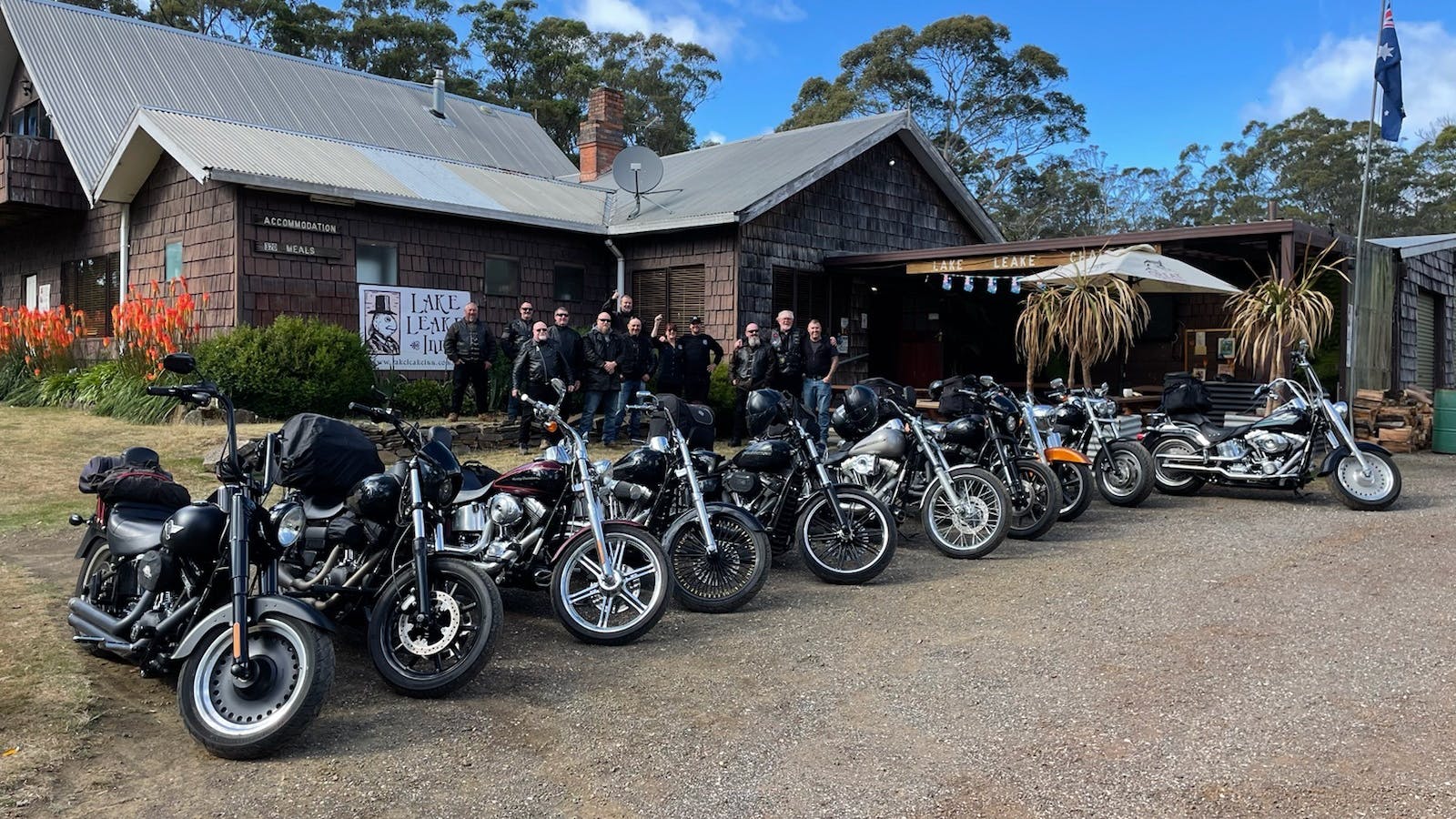 motor bike riders visiting the pub for lunch