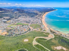 town of yeppoon and coastline overhead the causeway