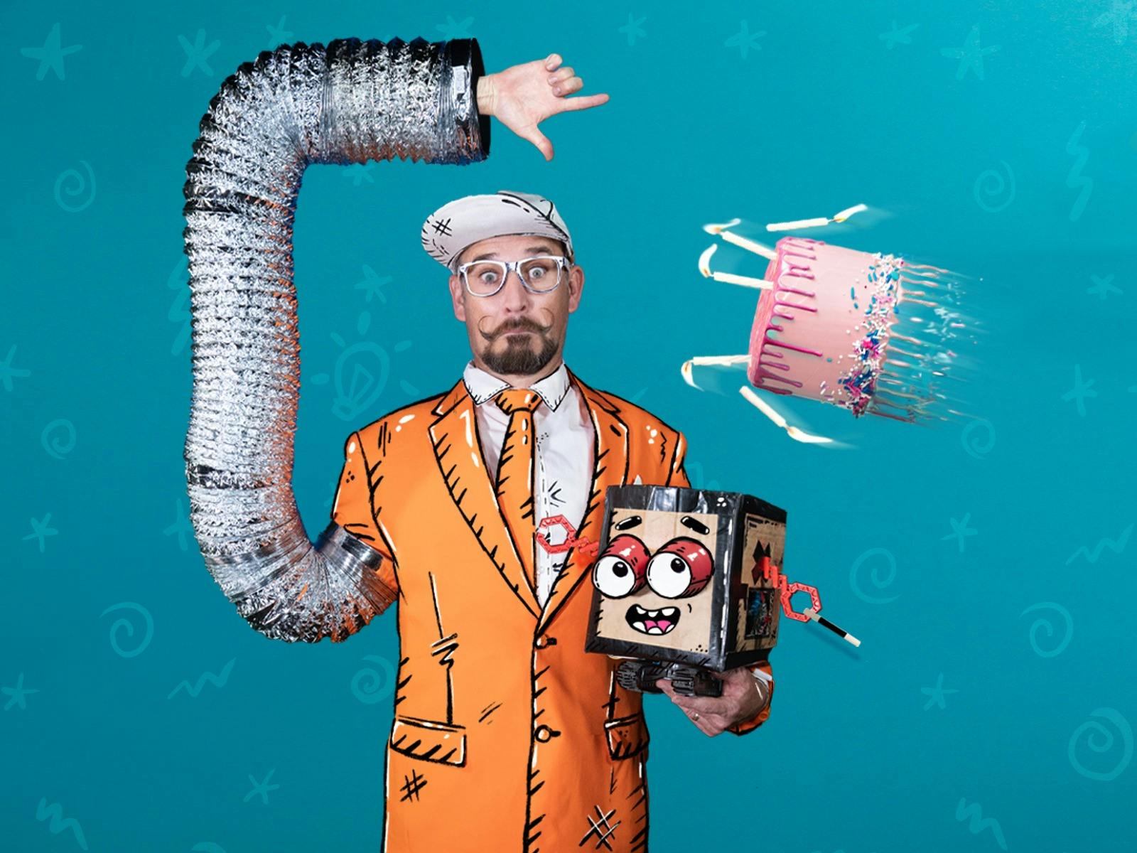 Cake catapult in the face with Pretty Amazing Jono