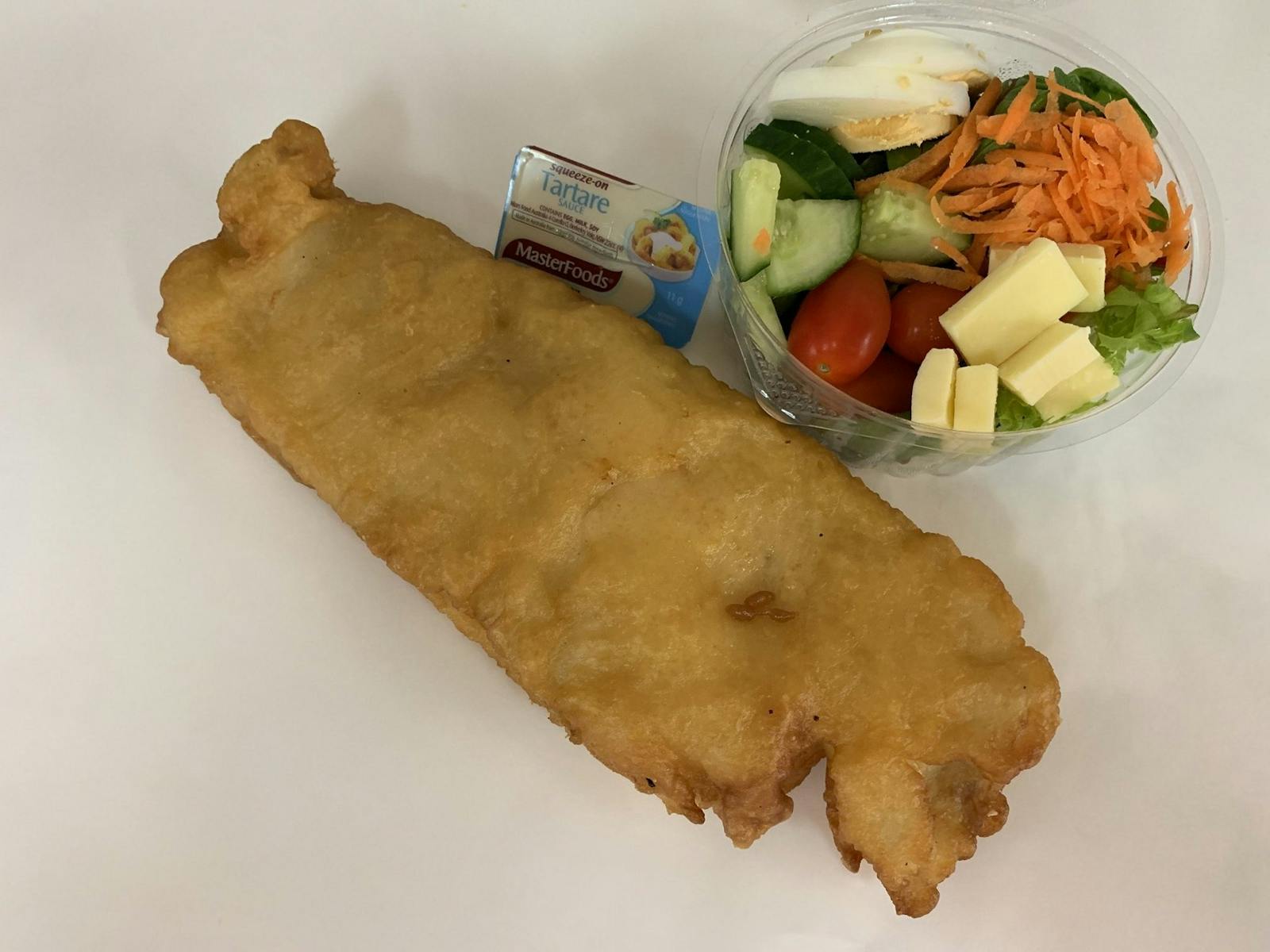 Fish and Salad Pack for $9.00 at Dinos Takeaway