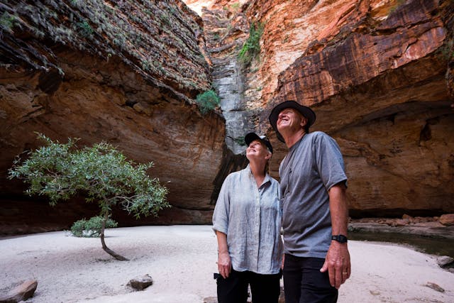 Couple hiking in Cathedral Gorge