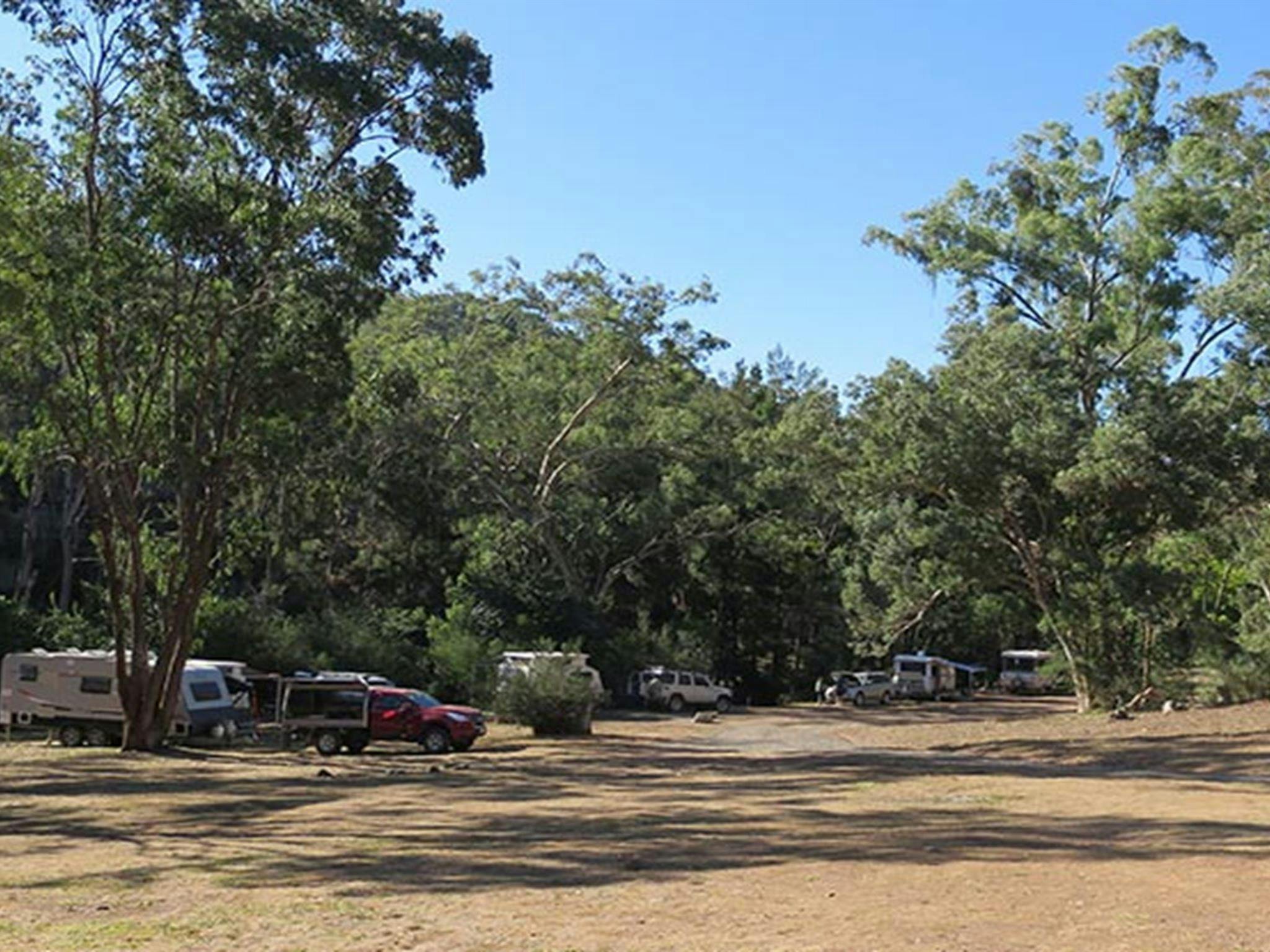 Caravans, cars and camper trailers at Abercrombie Caves campground. Photo: Stephen Babka/DPIE