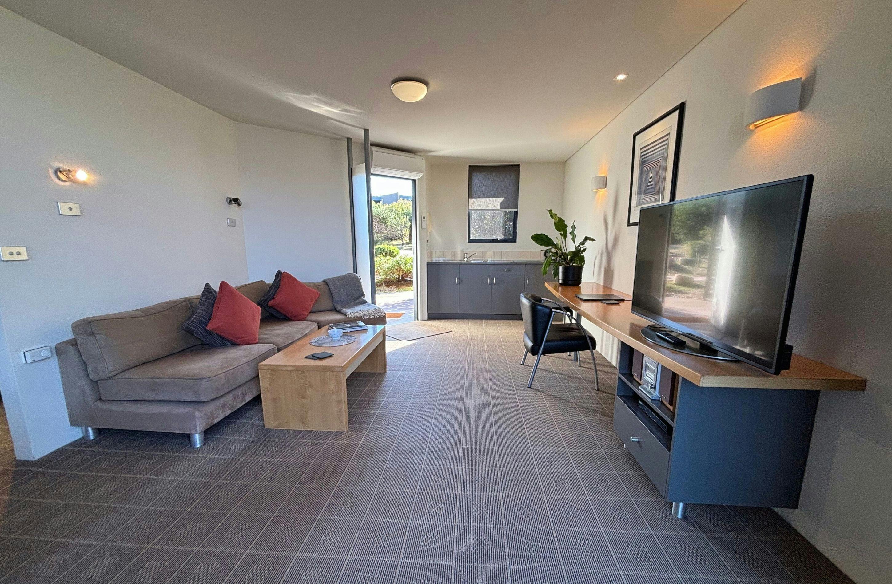 Ocean View Studio lounge and kitchenette