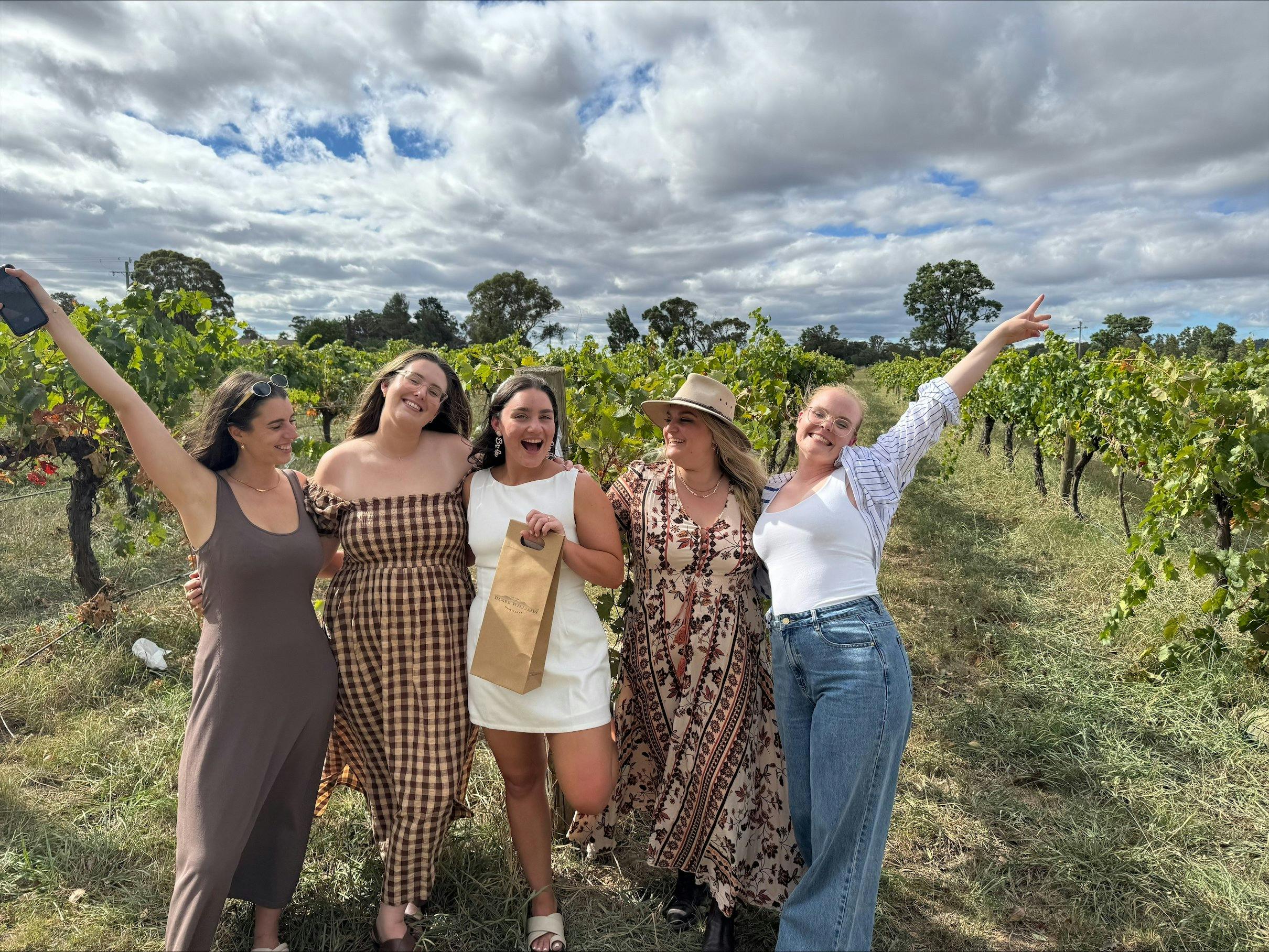 Girls on a Hens tour with Mudgee Ale Trail enjoying a local winery