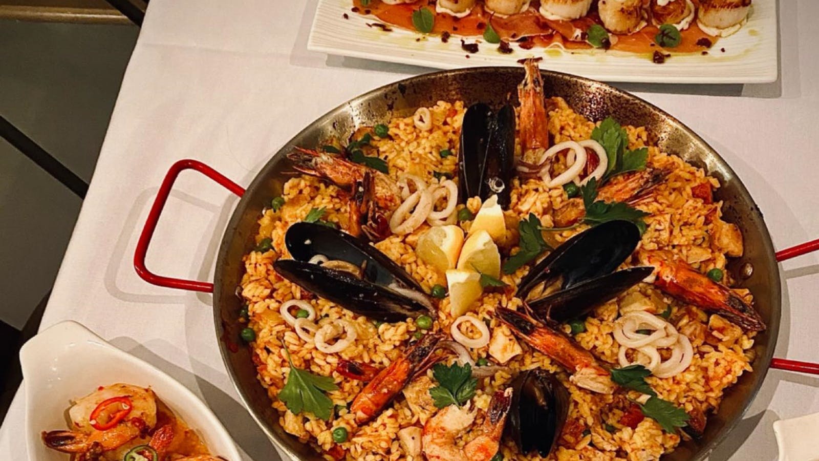 Paella and some sides