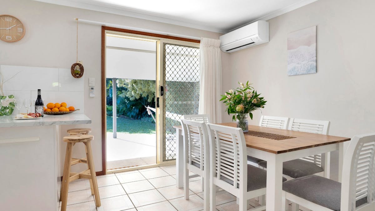 Dining room with balcony access