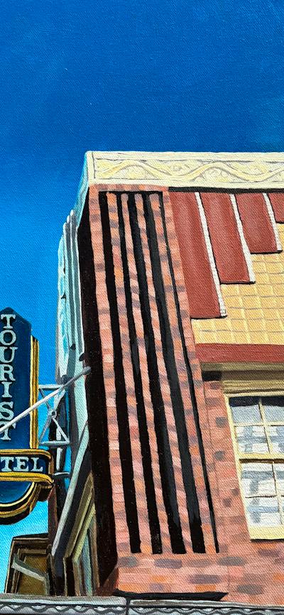 realistic oil painting of Tourist Hotel pub in Queanbeyan