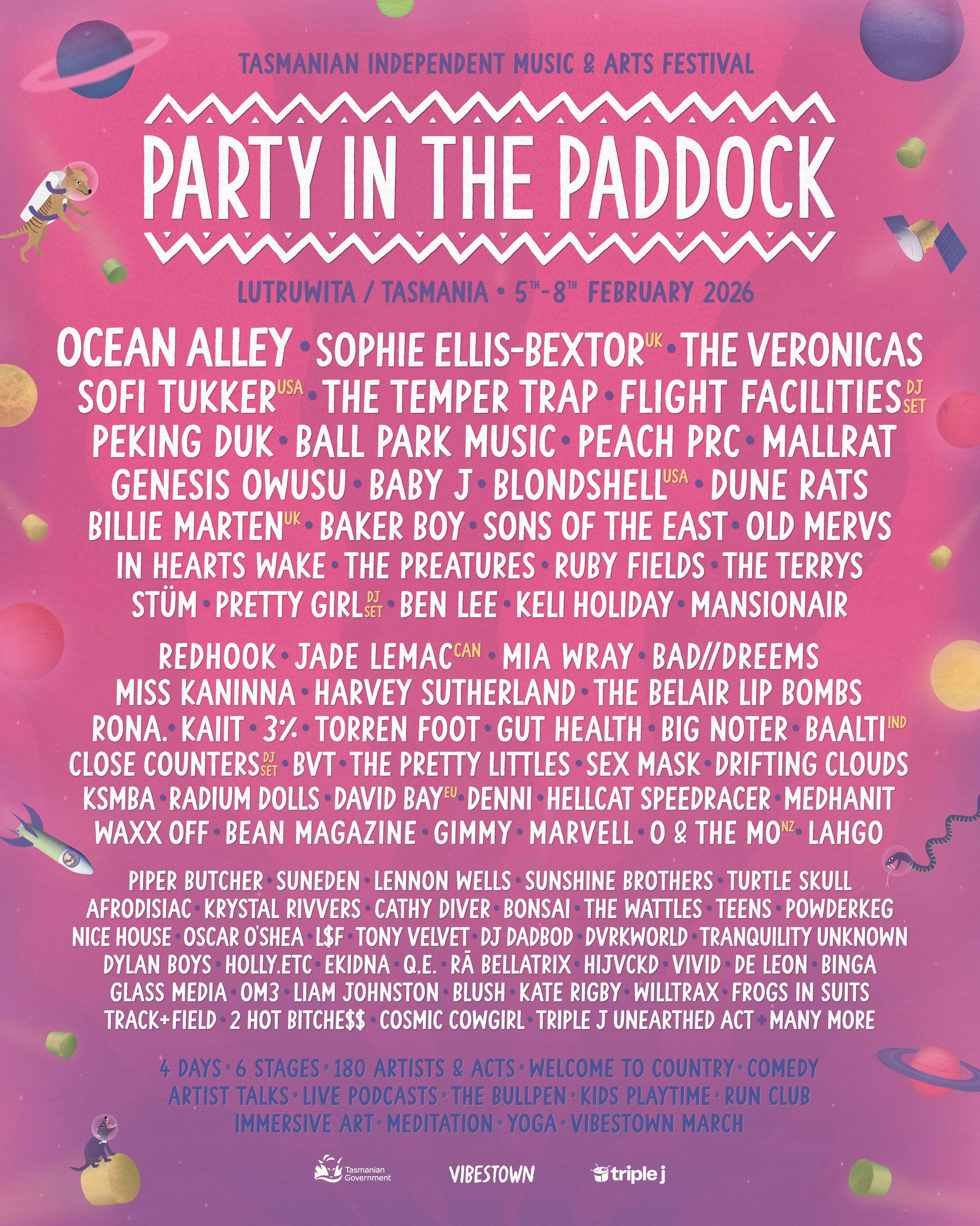 Line up for Party In The Paddock 2026