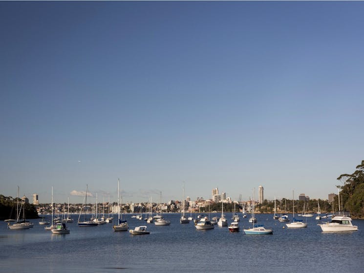 Boats docked at Sirius Cove, Mosman