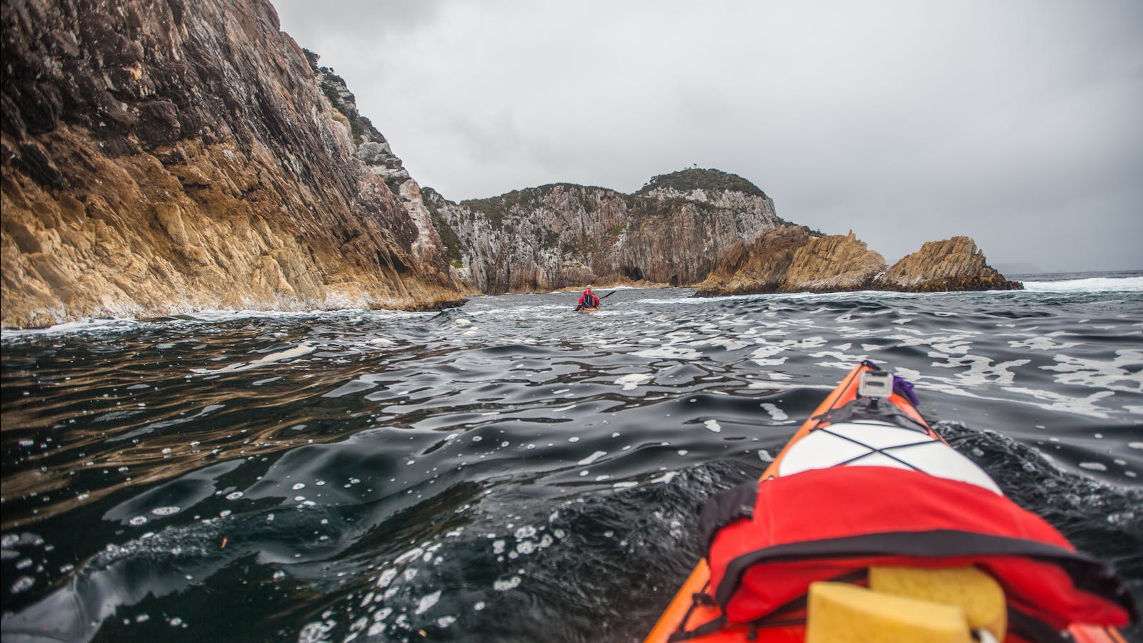 Kayaking outside the Breaksea Islands in Port Davey