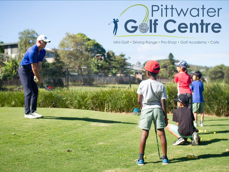 Pittwater Golf Centre - Children on holiday learning to play golf with PGA Professional Leigh Hunter