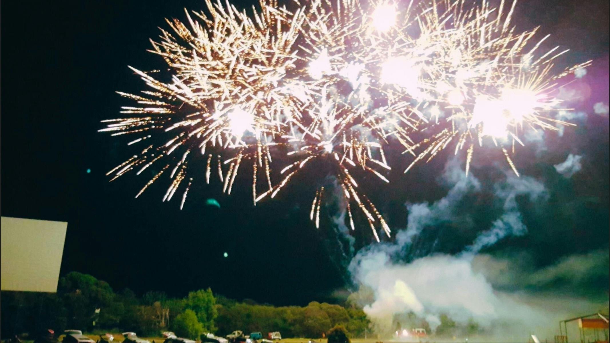 Giant fireworks in the sky on new year's eve