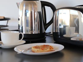 kettle, toaster, coffee maker and everything you need to make your stay comfortable