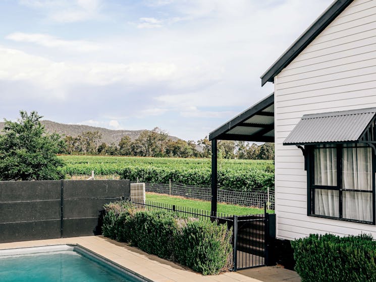 Large outdoor pool at Blue Wren Farm,  Farmhouse, Mudgee's premium accommodation and farmstay