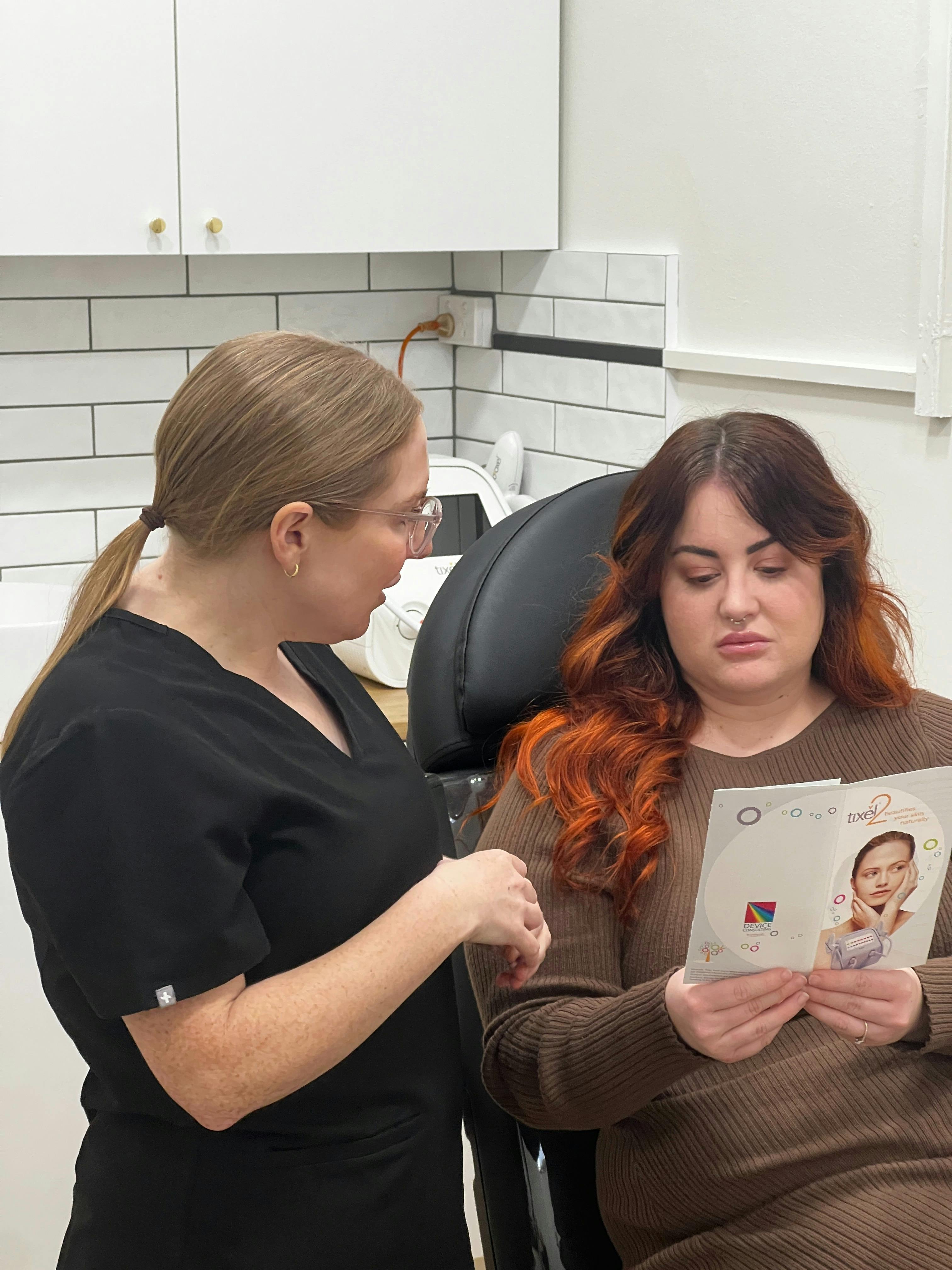 Georgie Kurzyp discussing treatment options