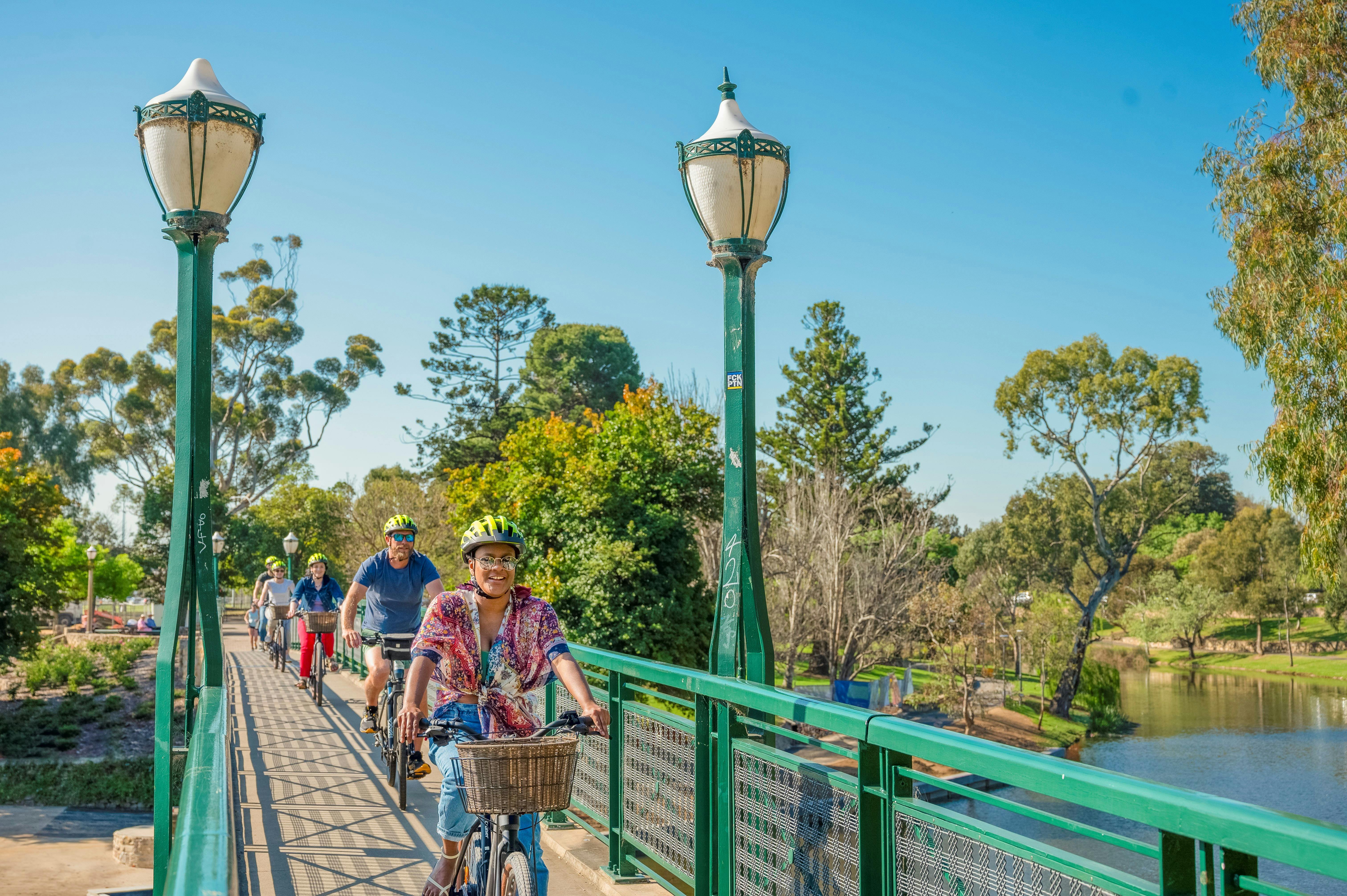 Riding along Linear Park Trail, Adelaide