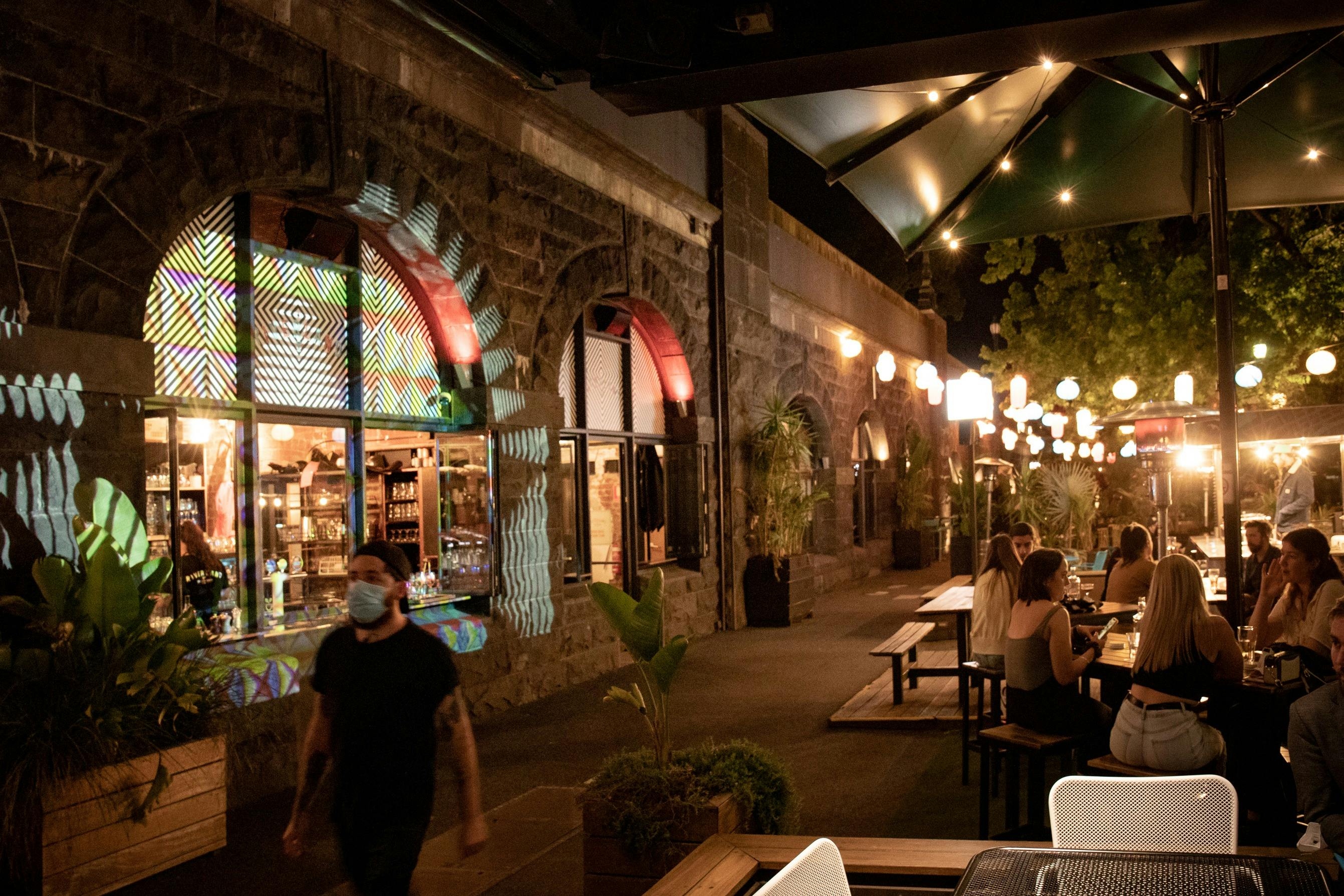 The stone archways of the old Princes Vaults are now lit up at night, and a hotspot for bar crowds.