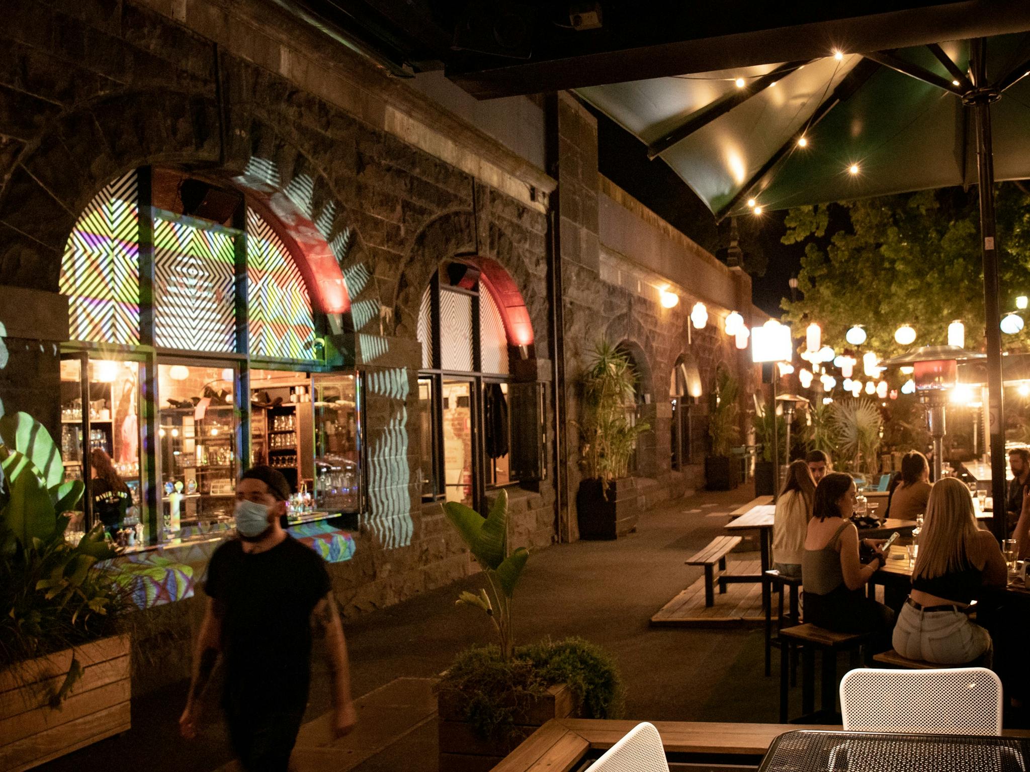 The stone archways of the old Princes Vaults are now lit up at night, and a hotspot for bar crowds.