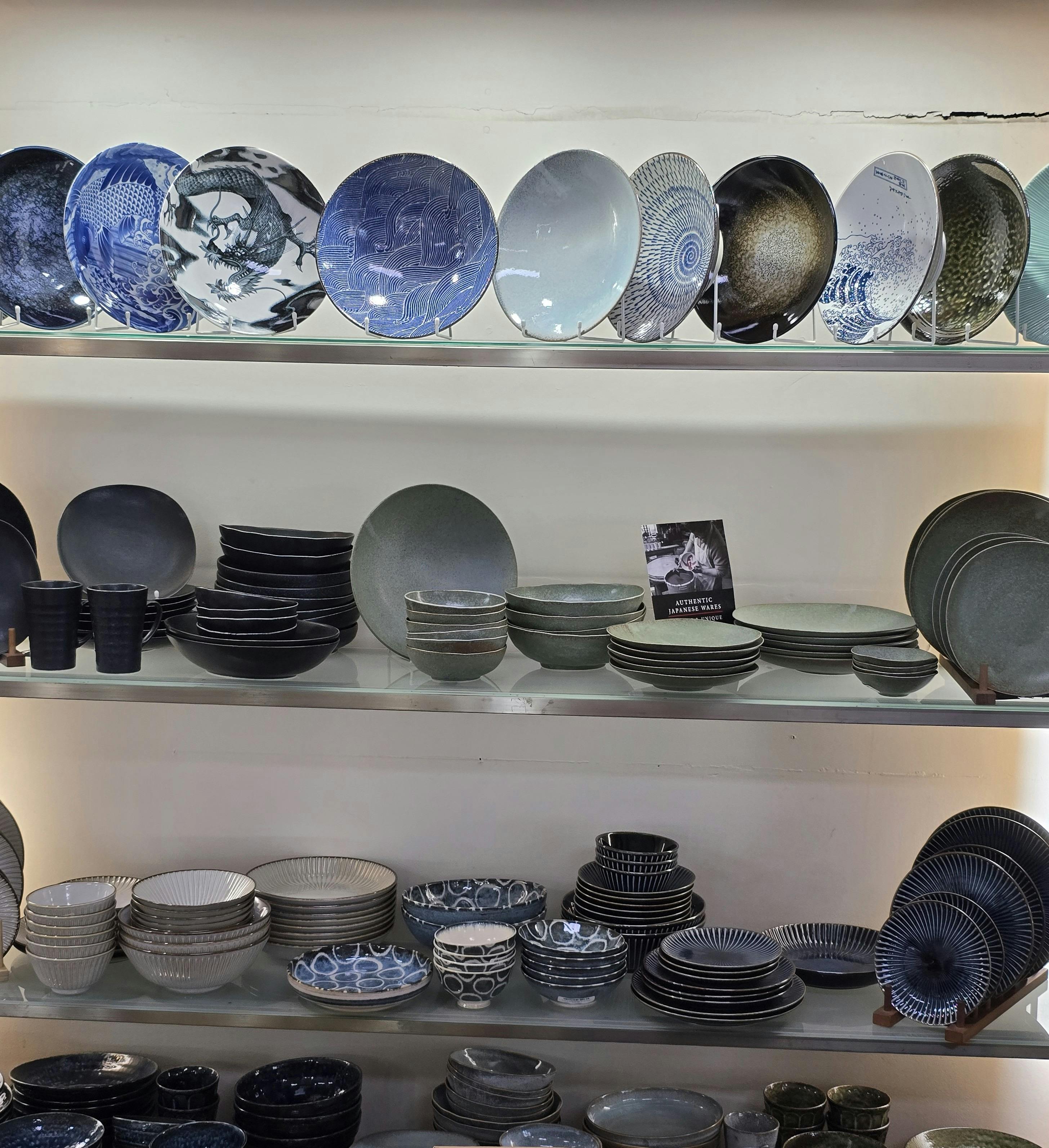 Display of Concept Japan ceramic bowls, made in Japan