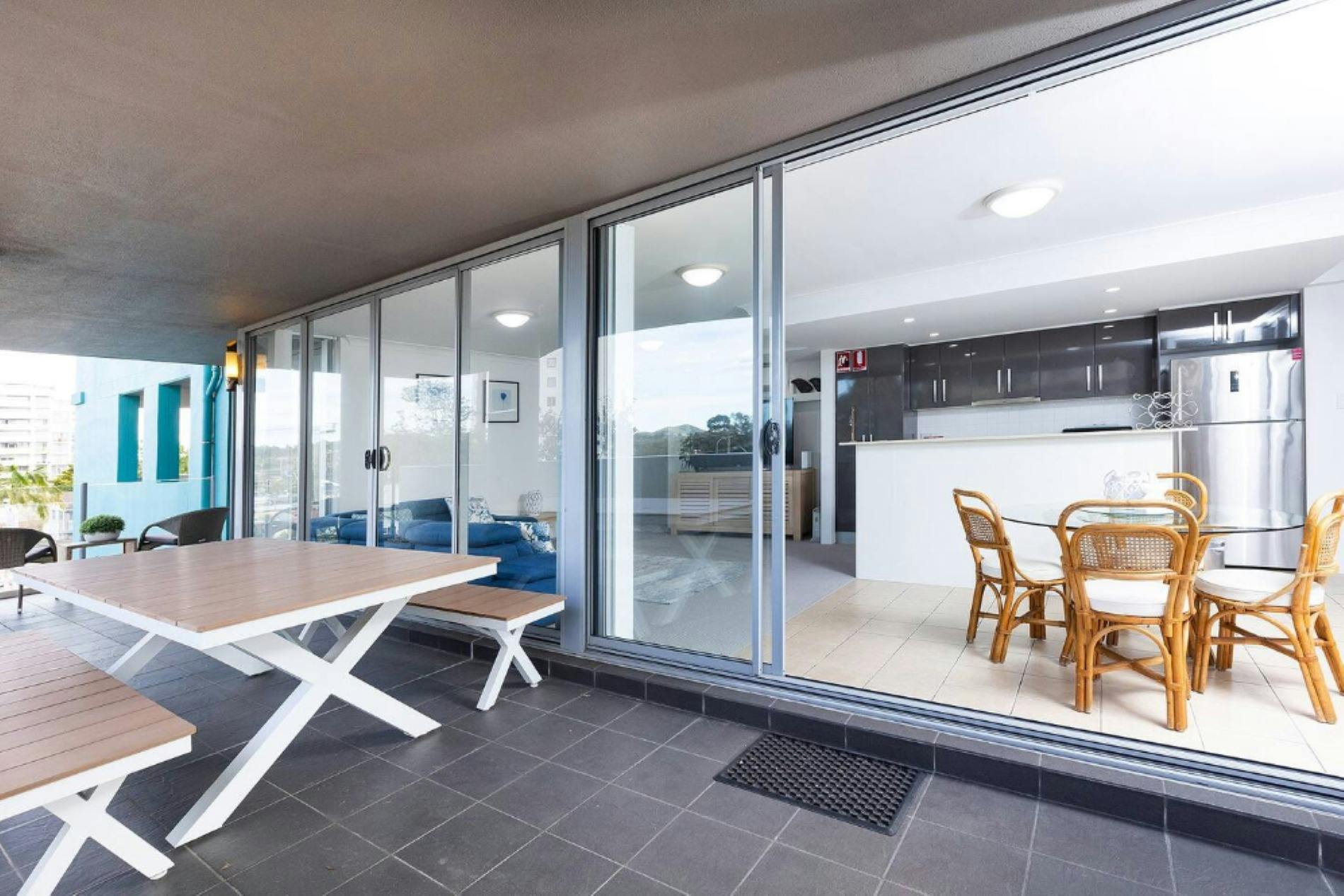 Indoor and outdoor dining areas