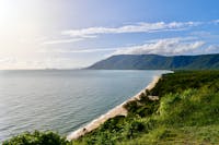 Wide shot of Rex Lookout with Tropical North Queensland Beachline, Mountains and Rainforest