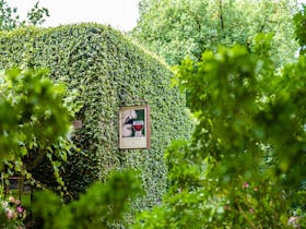 Hedge Wall with Nose Sign