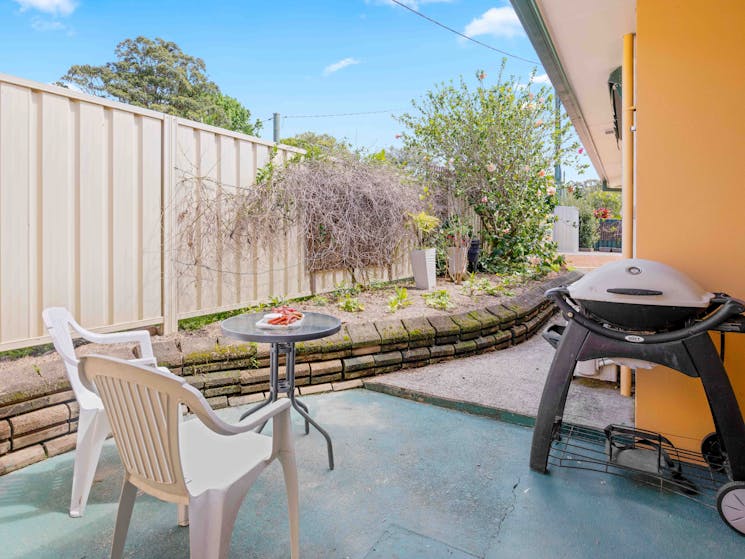 Back patio area with BBQ