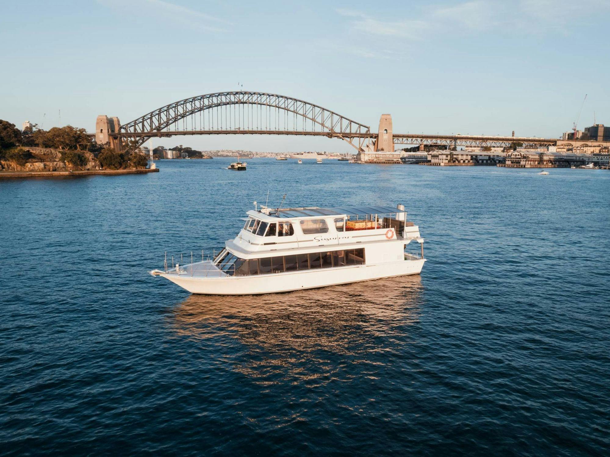 Zahara on Sydney Harbour with the Harbour Bridge in the background