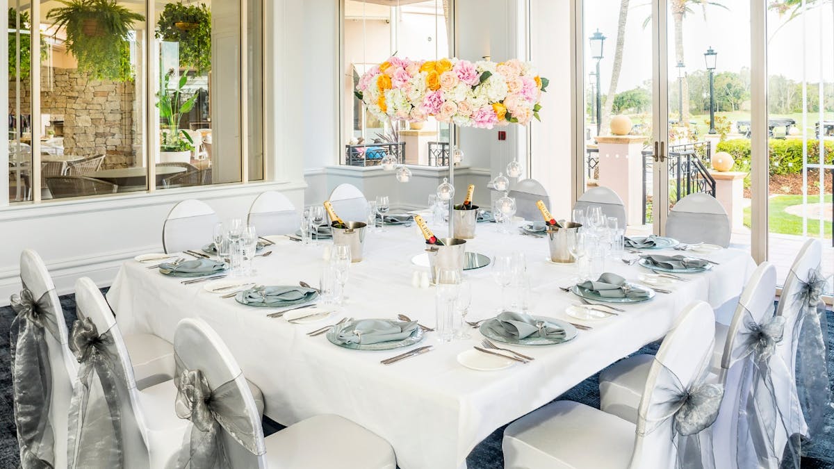 Beautiful dressed table and chairs for a wedding in Thompson 2