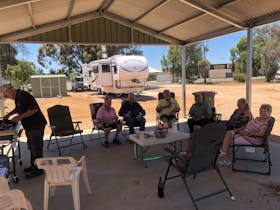 Happy hour shelter with guests