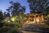 Grand entrance to Thala's main lodge with high ceilings and timber throughout