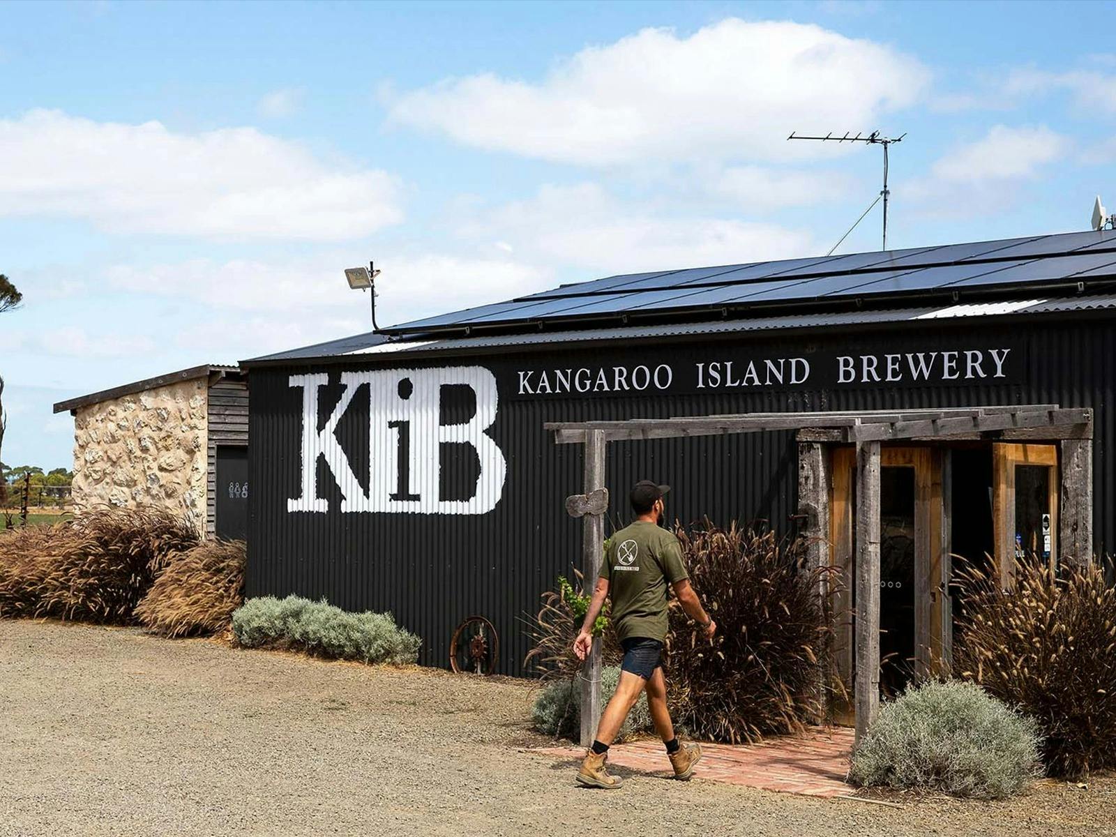 A man enters the Kangaroo Island Brewery