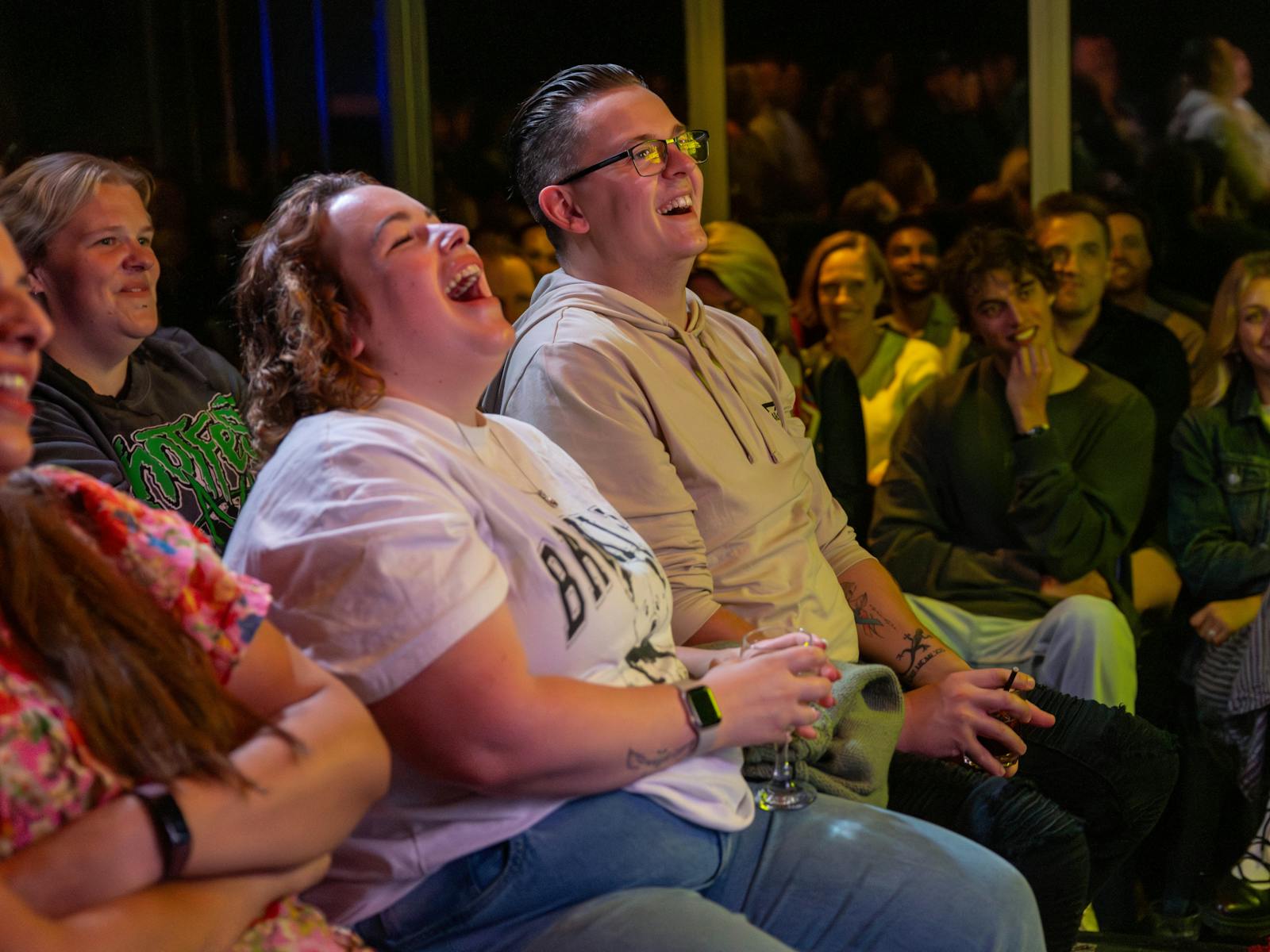 Lady laughing out loud!