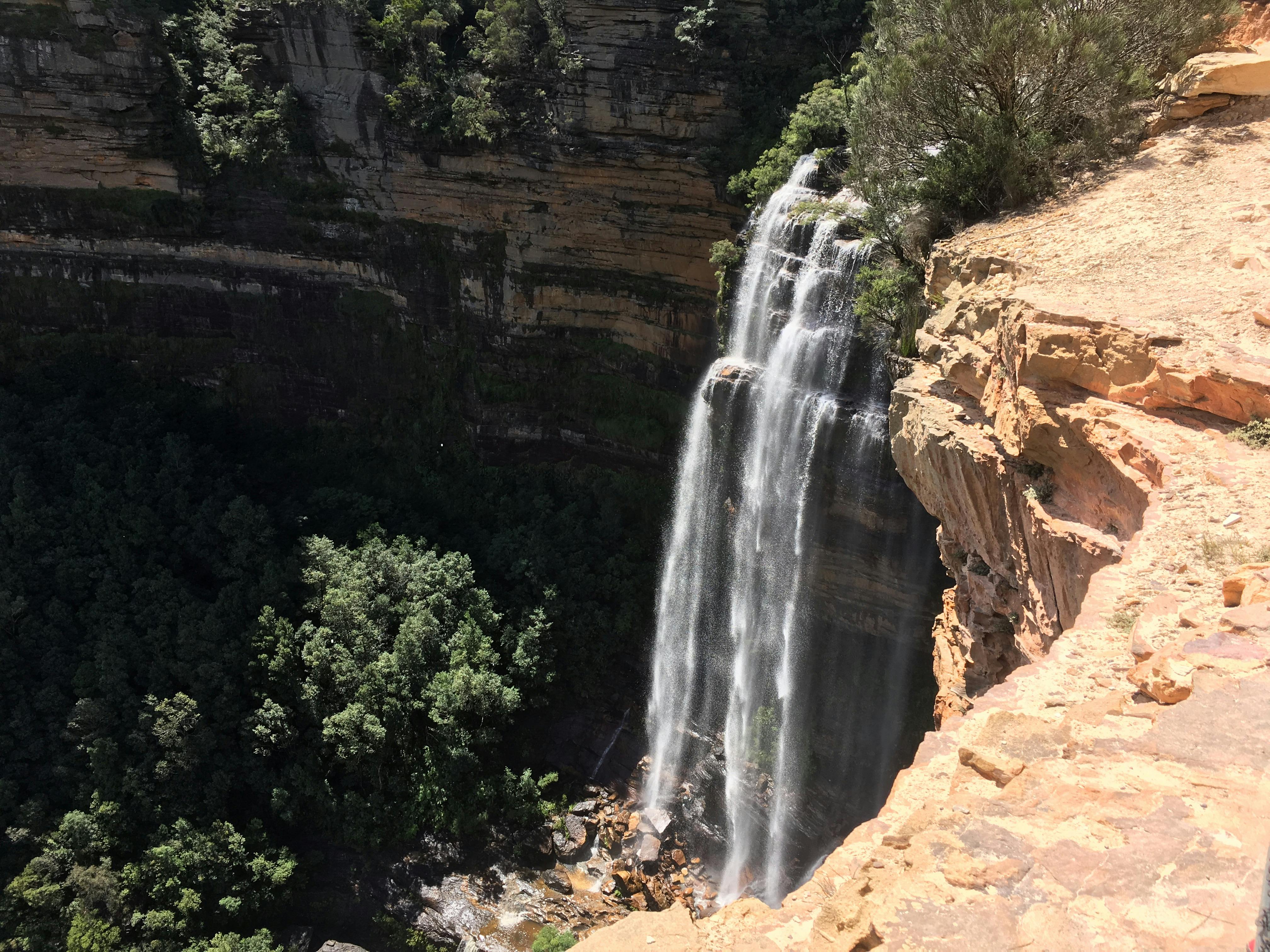 Wentworth Waterfall and cliffs. One of the sights on a private Runaway Tours Blue Mountains tour